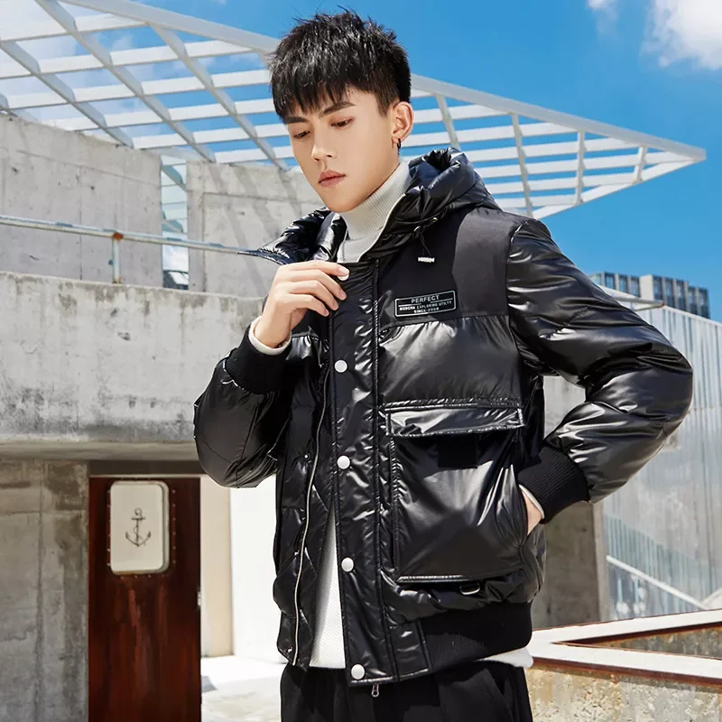 

Брендовая мужская зимняя куртка, Теплая мужская куртка, ветрозащитная плотная ветровка с капюшоном, мужская повседневная Модная парка для ...