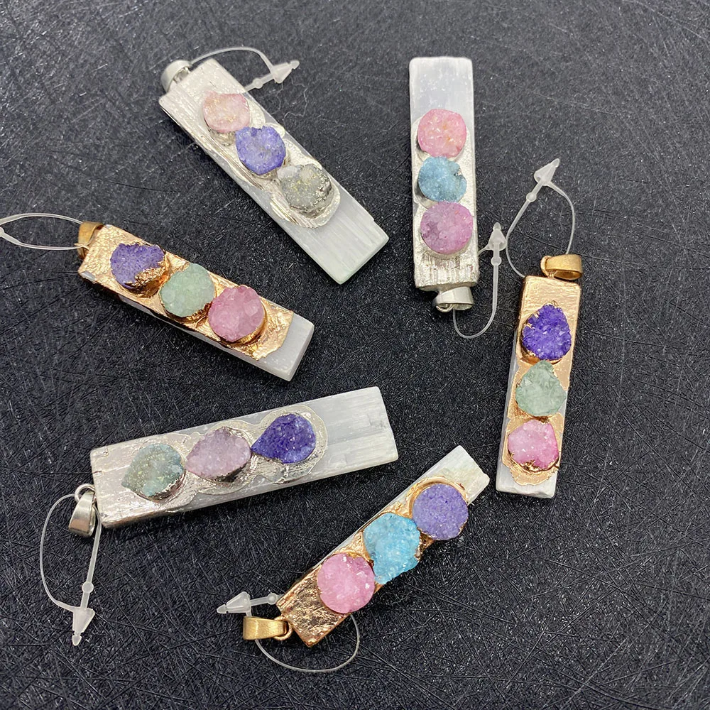 

Natural Stone Crystal Pendants Rectangle Chakra Stone for Women Jewelry Making Supplies DIY Necklace Charms Crystal Accessories