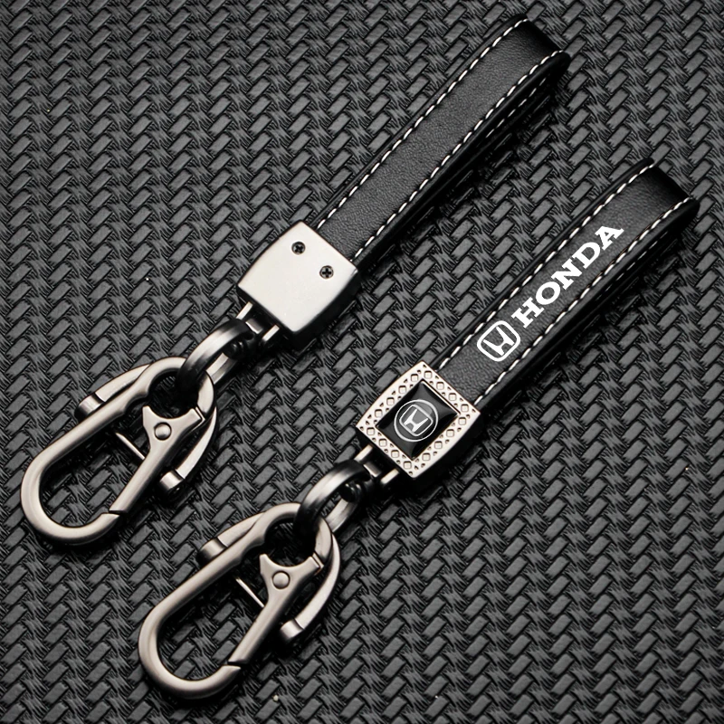 

Car Styling Keychain Leather Keyrings 360° Rotating Horseshoe Buckle Key Chain Gifts For Honda Civic Varadero X1 Fit HRV CRV XRV