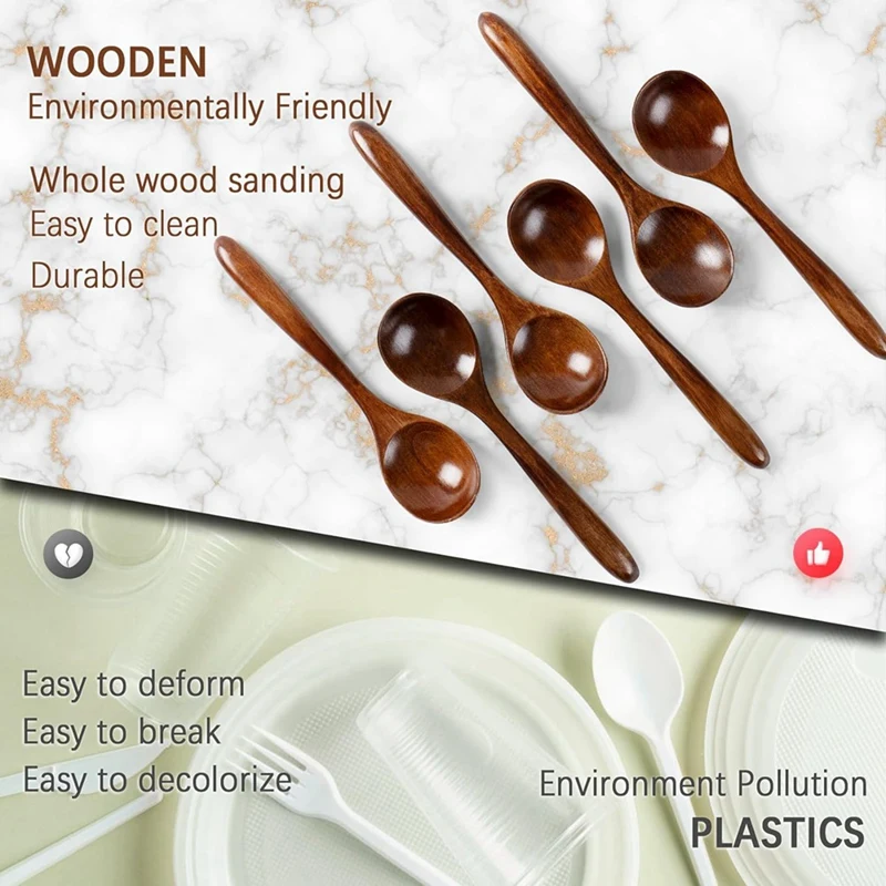 6 шт. деревянные ложки цвет древесины 5 Дюймов