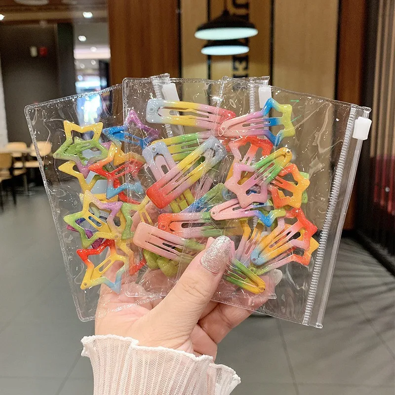 

10pcs Lovely Cartoon Heart Type Metal Rainbow Color Girls Hairpins Hair Clip Kids Headwear Children Accessories Baby BB Clips