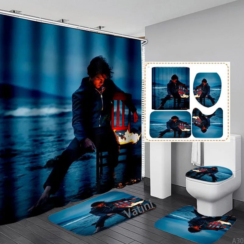 

Tom Holland 3D Printed Waterproof Shower Curtain Anti-slip Bathroom Curtain Bath Mat Set Home Toilet Mats 012