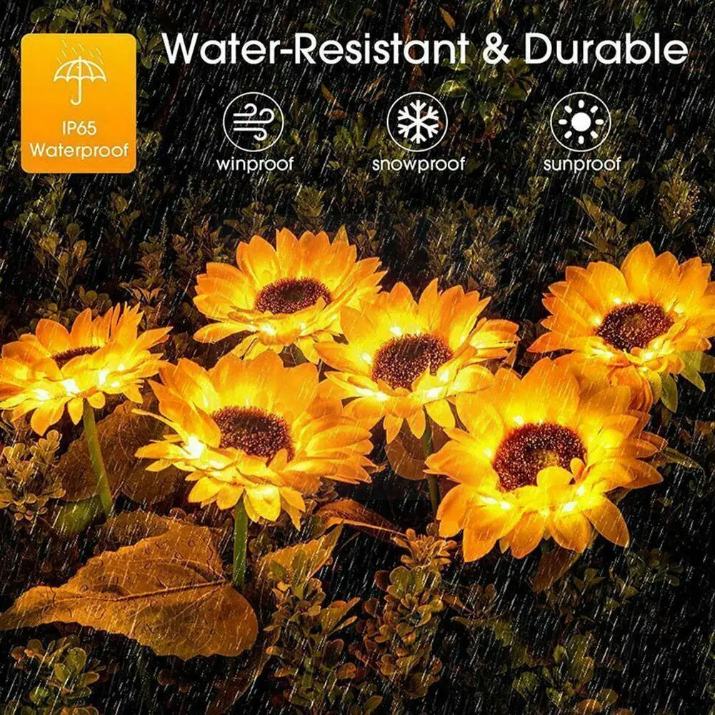

1pcs Solar Led Light Outdoor Garden Outdoor Decoration Atmosphere Floor Lamp Waterproof Sunflower Simulation H3w9