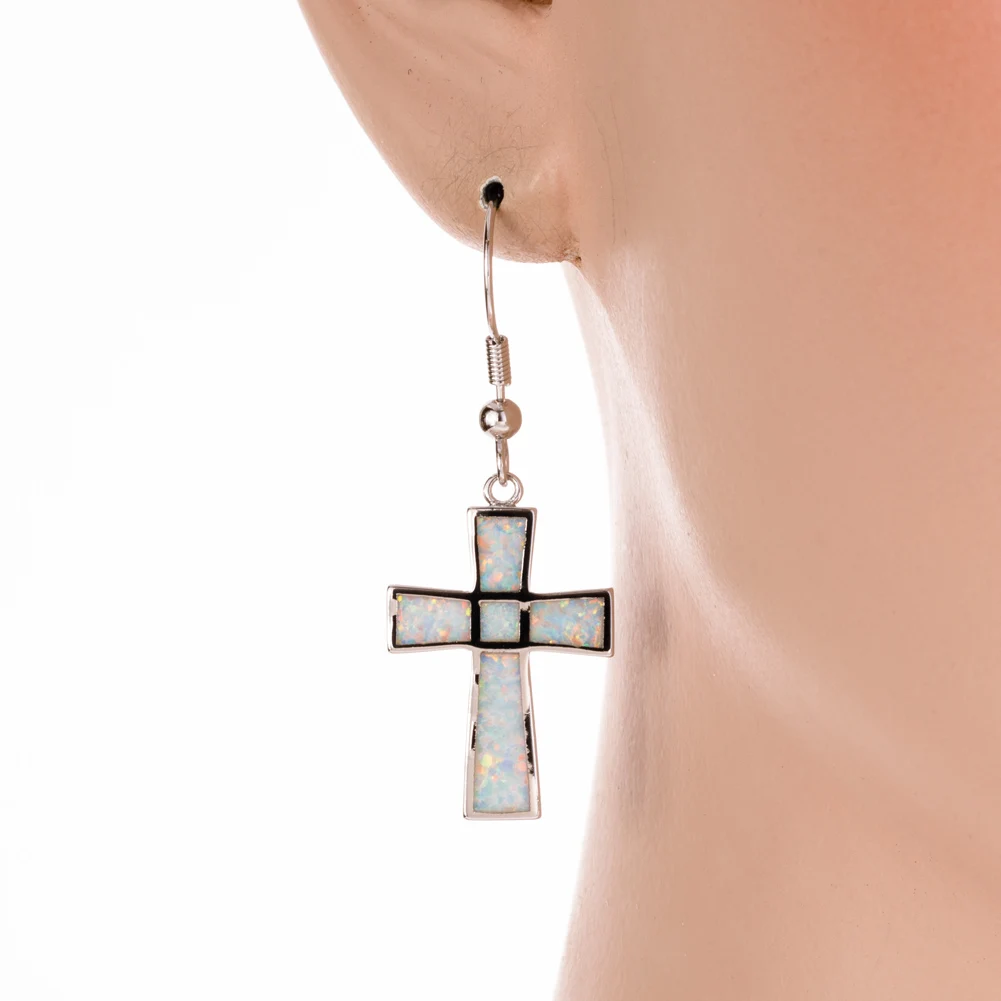 KONGMOON латинский крест белый огненный опал ювелирные изделия для женщин висячие