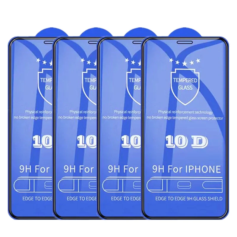 50pcs 10D Full Cover Screen Protector for iPhone 14 Pro Max 7 8 14Plus SE Tempered Glass for iPhone 13 12 Mini X XR XS MAX