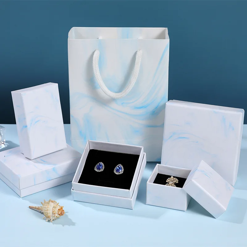 

White Paper Gift Packaging Box Ring Necklace Earring Holder Bangle Pendant Storage Case Refreshing Mutli Size Set Jewelry Box