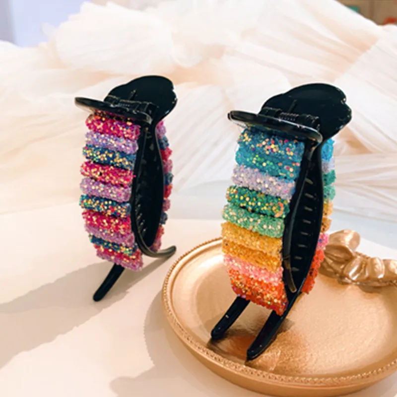 

Hot Sale Ladies Hairpin Candy Color Rainbow Hairpin Big Crab Ponytail Hairpin Accessories Fashion Headdress Gift