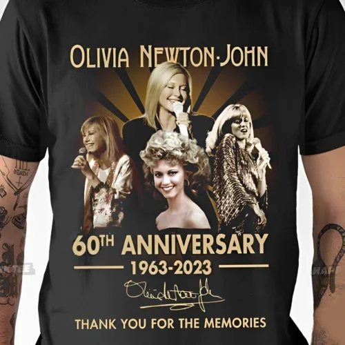 Оливия Ньютон Джон годовщина спасибо за воспоминания футболка Черная X941