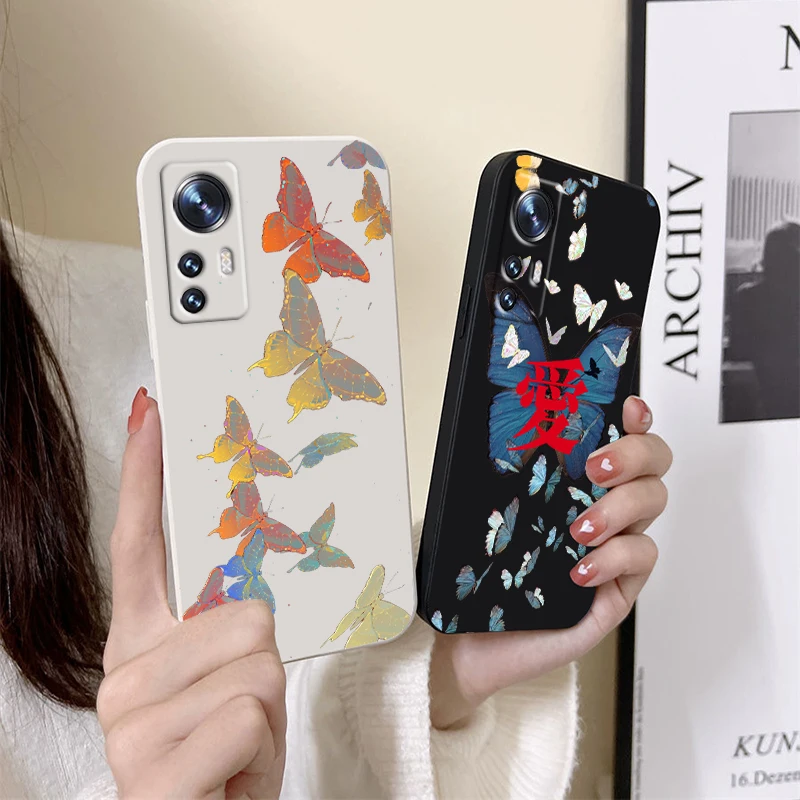 

Luxury colorful butterfly flying For Xiaomi Mi 12S 12 12X 11i 11T 11 10 10S 10T 9 Pro Lite Ultra 5G Liquid Rope TPU Phone Case