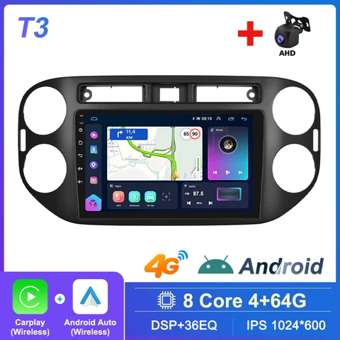 Автомагнитола LeeKooLuu Carplay, 2DIN, Android, для Volkswagen Tiguan 2014-2016, GPS-навигация, мультимедийный плеер, 4G, Wi-Fi, DSP