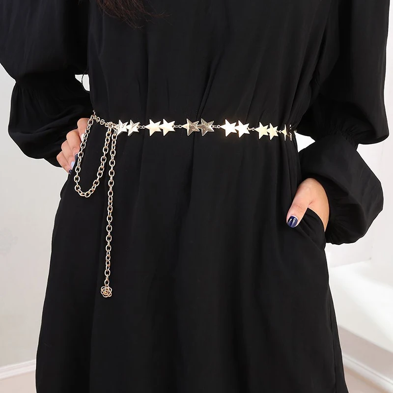 Винтажный женский пояс металлический пояс-цепочка со звездой и пентаграммой с