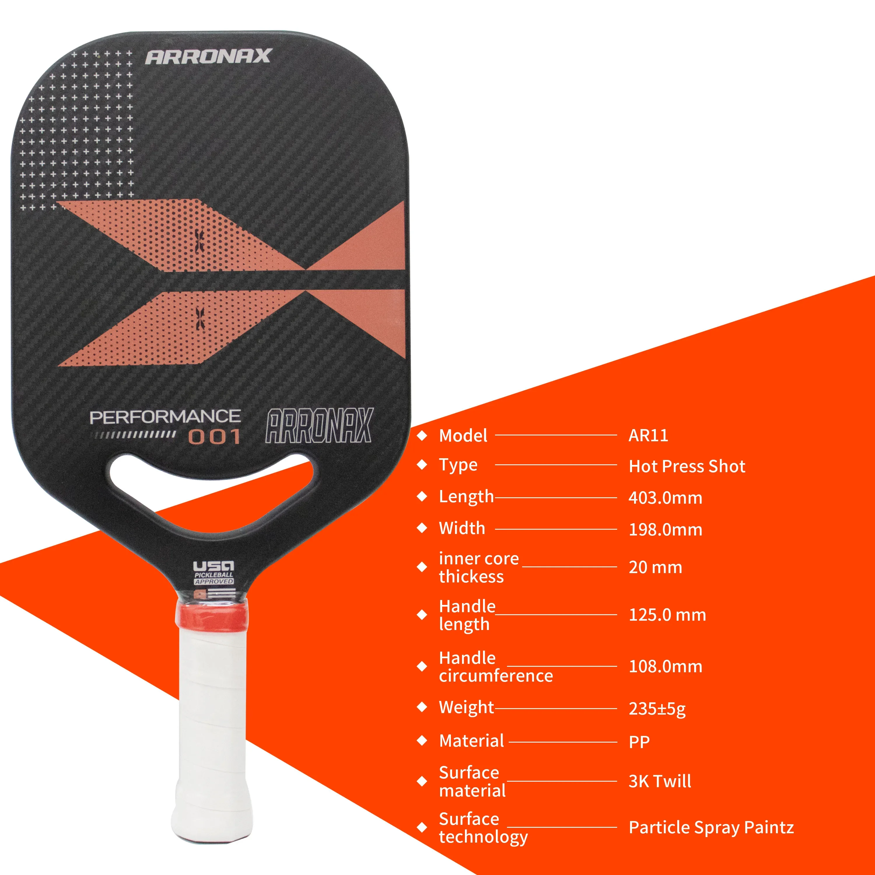 Ракетка Thermoformed Pro Pickleball совместимая с USAPA текстурированная графитовая