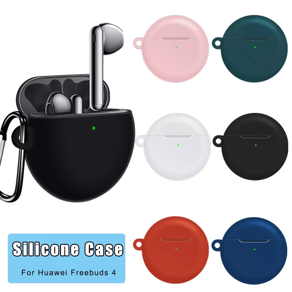 

Soft Silicone Cover Protector Shell Earphone Case With Hook For Huawei Freebuds 4 Wireless Bluetooth Headphone
