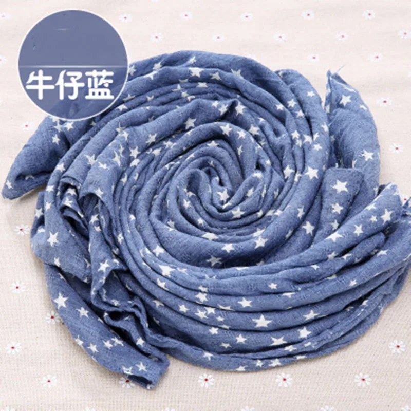 Детский шарф в Корейском стиле из хлопка и льна с милым принтом звезд для