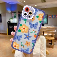 vintage leaves flower painted phone case for iphone 12 11 13 pro max x xr xs 8 7 plus se 2020 camera protection clear soft coque