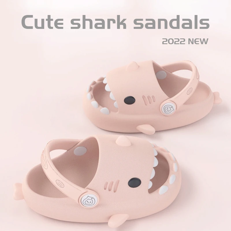 Сандалии Детские с дырками в виде акулы мягкая нескользящая подошва Мультяшные