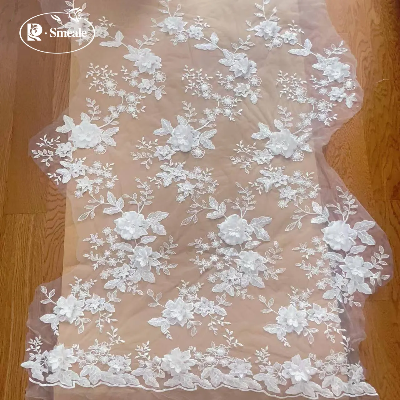 Фото -белая 3D-наклейка, кружево из бисера для ногтей, фата, вечернее платье, юбка, аксессуары для штор, поделки своими руками, кружевная ткань RS24670 №2