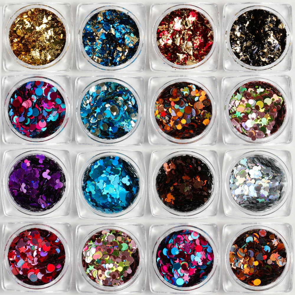 

12 Colors Nail Glitter Powder Sequins For Nail Art Decorations Nails Accessoires Beauty Supplies Tool