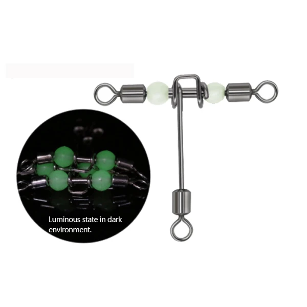 

FANMAIGUAN 20pcs Fishing Snap Swivel 3 Way Barrel Swivel Ring Fishhook Lure Line Connector With Beads Fishing Accessories