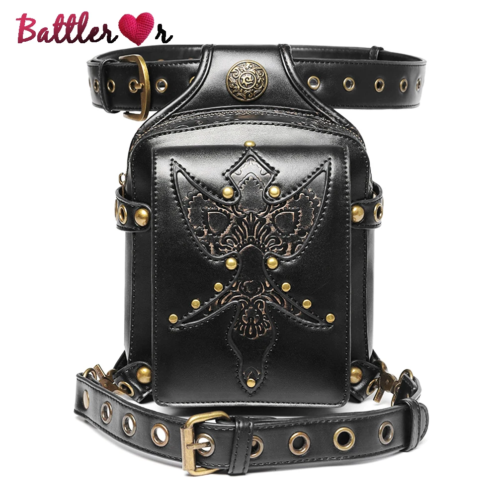 

Unisex Steampunk Bag Women Steam Punk Retro Rock Gothic Goth Shoulder Waist Bags Packs Victorian Chain Bags Drop Leg Thigh Bag