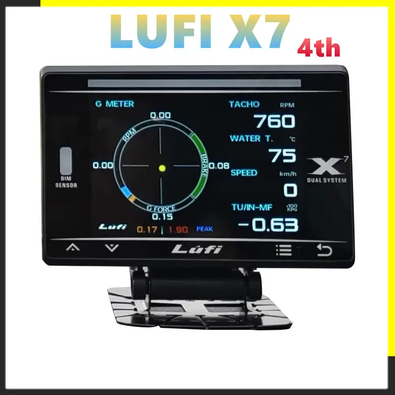 Фото LUFI X7 Gauge 4-й OBD GPS Проекционный дисплей Давление масла с турбонаддувом Температура масла G Значение Гироскоп ЖК-дисплей со светодиодом RGB №1