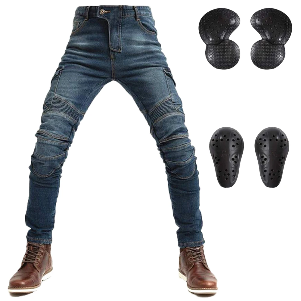 LOMENG Motorcycle Jeans Motorbike Motocross Cycling Jeans Safety CE Knee Armored Moto Ride Trousers Pants for Men LM06