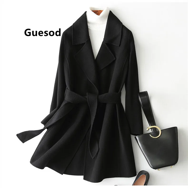 

Guesod Women Wool Coat 2022 Winter Double Sided Wool Coat Female Short Korean Slim Woolen Outerwear New