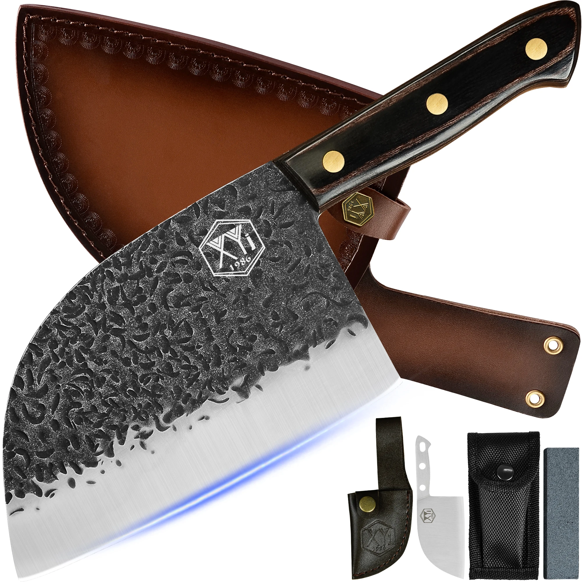 

Forged Butcher Knife 7 Inch Sheath Case Stainless Steel Cleaver Chopping Kitchen Knife With Full Tang Wood Handle Cutting Knif