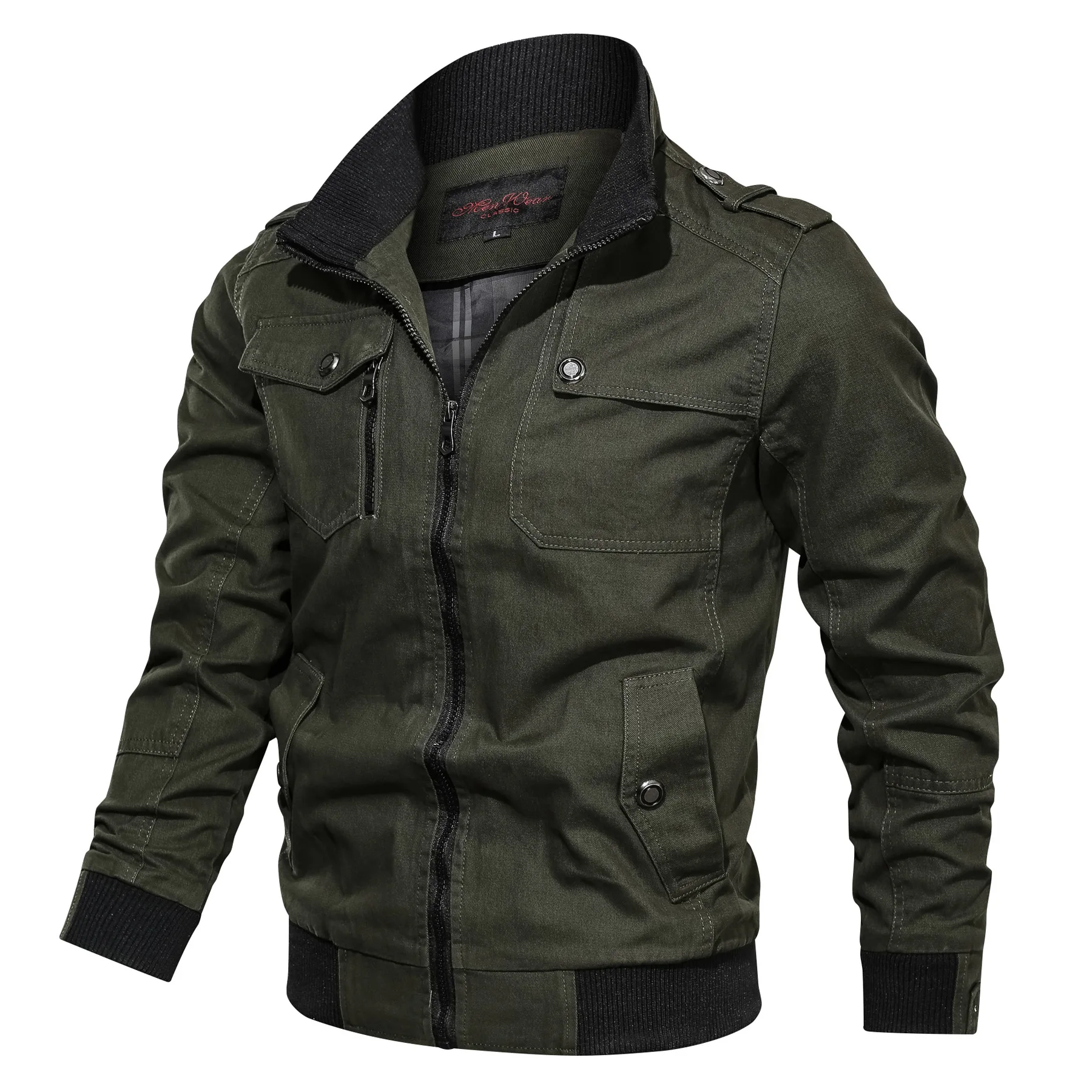 

Куртка мужская демисезонная на молнии, повседневная приталенная, Бомбер, джинсовая куртка-карго в стиле милитари