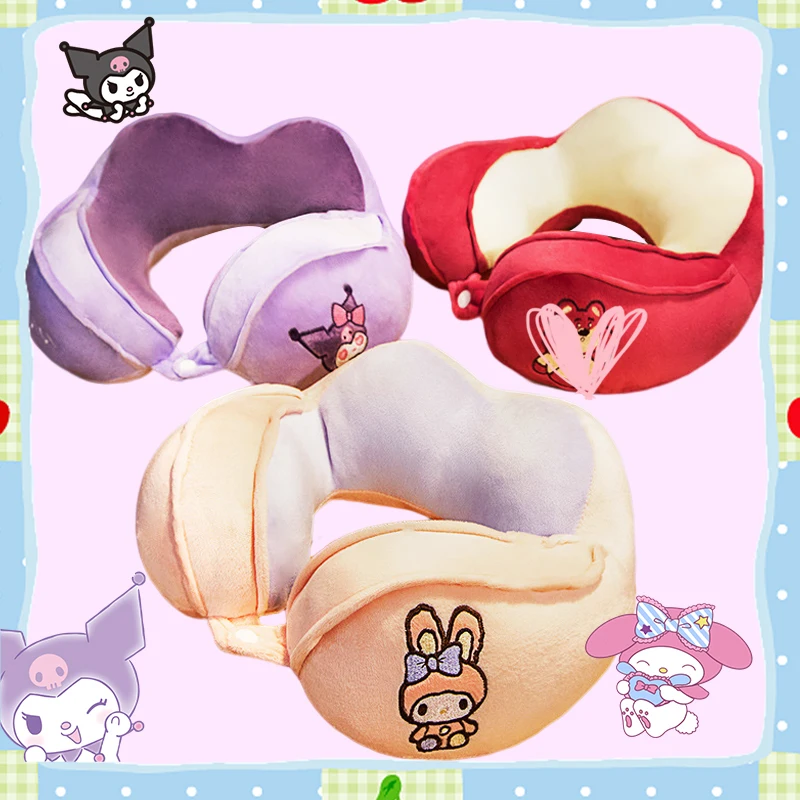 

Sanrioed U-Shaped Pillow Kawaii Double Hump Neck Protection Pillow Portable Travel Driving Nap Anime Cute Cinnamoroll Girls Gift
