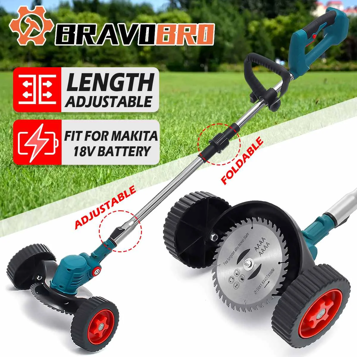 450W 12000RPM Electric Lawn Mower Cordless Grass Trimmer Length Adjustable Cutter Household Garden Tools For Makita 18V Battery