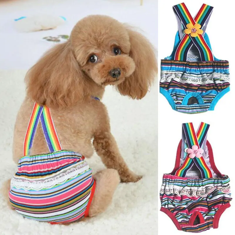 

Cotton Print Dog Shorts Diaper Sanitary Physiological Pants Washable Female Pet Short Panties Menstruation Underwear Briefs