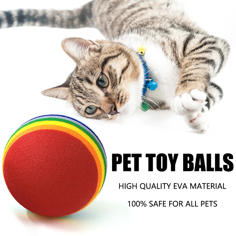 

Радужные игрушки для кошек из ЭВА, интерактивный мяч для кошек и собак, погремушка для жевания и царапин, мяч из ЭВА, тренировочные мячи, игру...