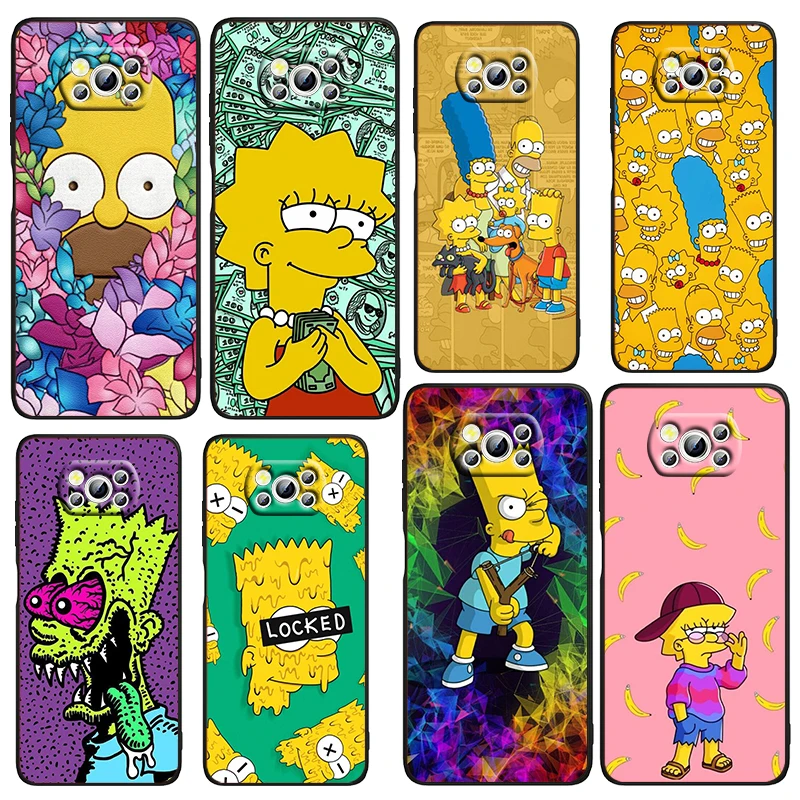 

Disney Family The Simpsons Phone Case For Xiaomi Civi Mi Poco X4 X3 NFC F4 F3 GT M4 M3 M2 X2 F2 Pro C3 4G 5G Black TPU Fundas