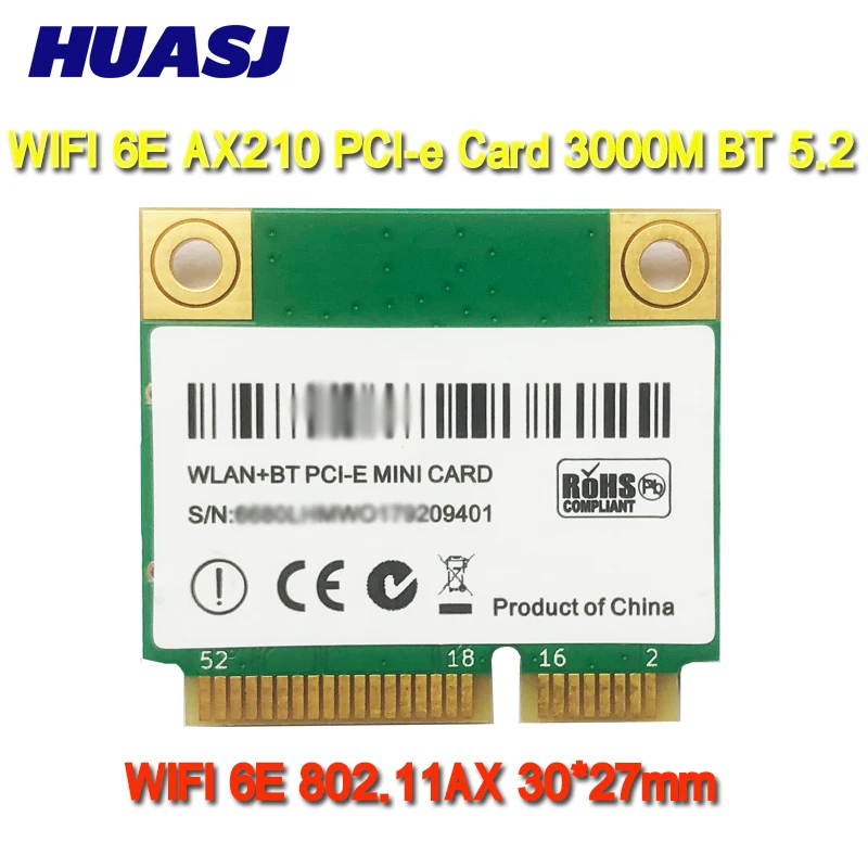 Huasj wifi 6 6e 802.11ax ax200 ax210 mini pci-e ax3000h bluetooth 5.2 2.4ghz/5ghz adaptador pk 9260ac 8265ac 7265ac 7260ac |