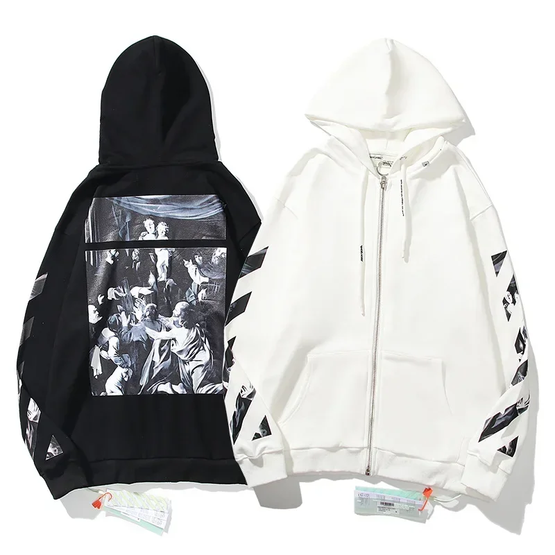 

2023 New Fashion Luxury Off classic white letters printed hoodie INS men and women high street loose cotton pullover sweatshirt