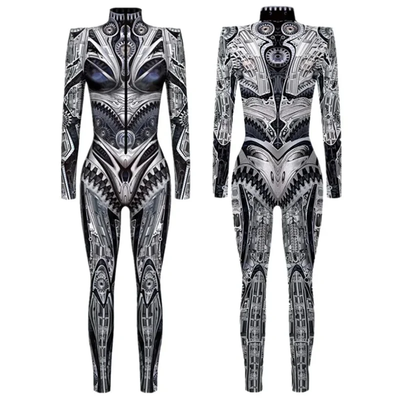 Фото ( # ^.^ # Новый робот-костюм в стиле панк 2026: сексуальный женский комбинезон-зентай для киберпанк-косплея на Хэллоуин →_→ПОДРОБНЕЕ №2