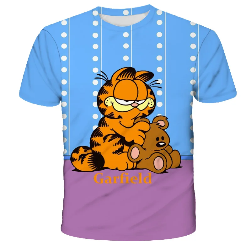 2022 Garfield- cat Series 3D Prints T-shirts For Boys And Girls Children's Clothing Casual For Summer Kids Cute