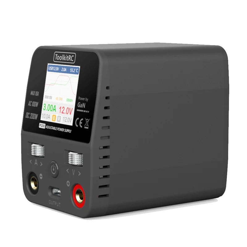 Новый ToolkitRC P200 Mini 30 в AC100W DC200W 10A GaN Регулируемый Настольный мини-источник питания USB