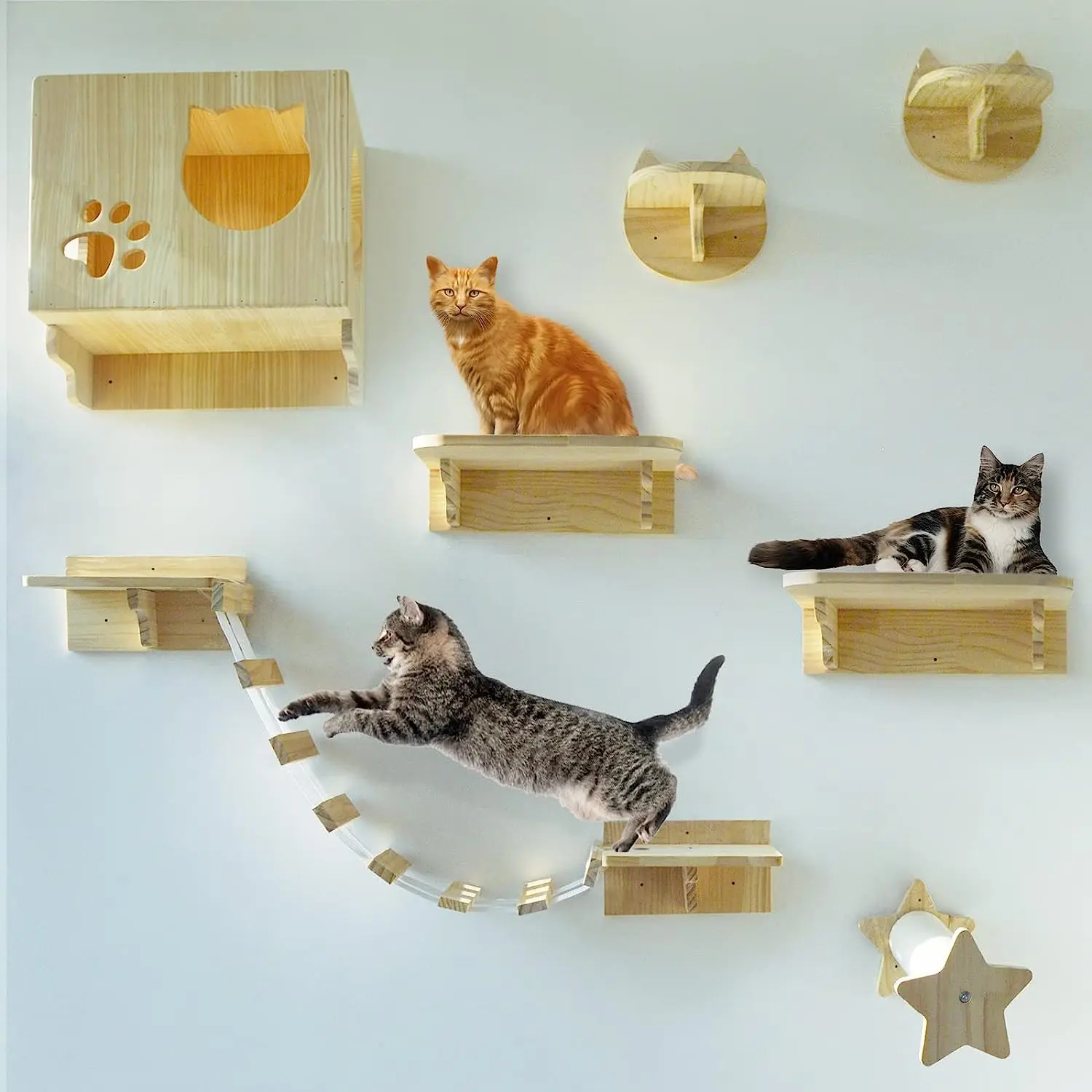 

1Pc Cat Wall Mounted Shelves Platform Wooden Cat Hammock Cat Products Wall Furniture for Sleeping Random Combination