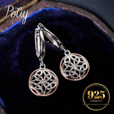 Серьги-подвески Potiy Celtic Knot из розового золота 14 карат из стерлингового серебра 925 пробы для девочек, модный подарок на вечеринку для нее, серебро 925 пробы