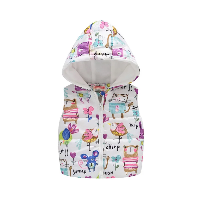 

Boy girl clothes winter cotton coat jacket vest fashion printing hooded plus velvet warm outerwear 2019Hot sale quality clothing