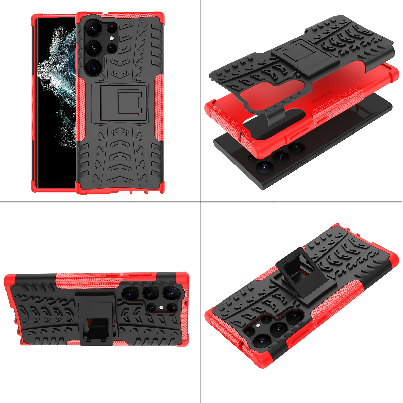 Anti-knock Bumper Armor Stand Hard Camera Protector Case Full Phone Cover For Samsung Galaxy S23 Ultra S22 S21 Ultra Plus Fundas