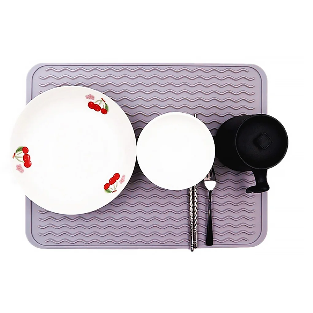 

1pc Drying Heat Insulation Soft Rubber Dishes Protector Sink Mat Table Kitchen Home Anti Slip Drying Dishes Drain Mat Foldable