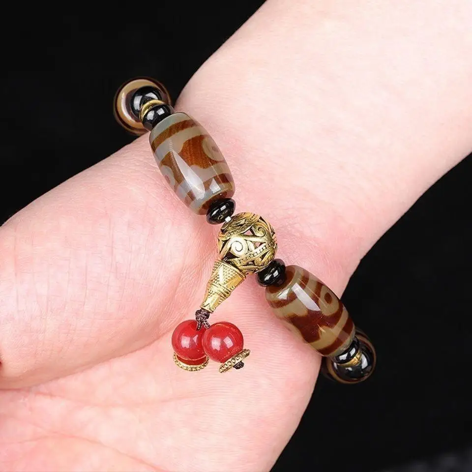 [Поддержка идентификации] Натуральный аутентичный трехглазный Агат Tianzhu ручная