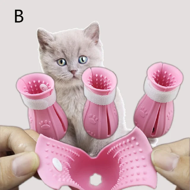 Adjustable Cat Foot Cover Pet Anti-Scratch and Bite Silicone Cover Anti-Scratch Cat Footwear Pet Bath Paw Cover Cat Supplies 3