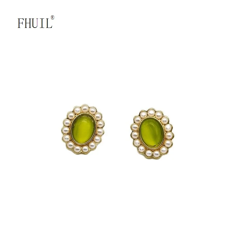 

Unique Pearl Imitation Opal Stud Earrings For Women Ear Piercing Fashion Jewelry Bridesmaid Wedding Girl Gift Accessori Trend