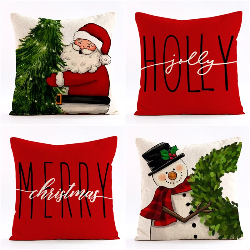 

Christmas Throw Pillow Cover Holiday Couch Pillow Case Zippered Pillow Protector for Home Farmhouse Sofa Decorations