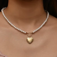 elegant peach heart pendant necklace for women vintage jewelry