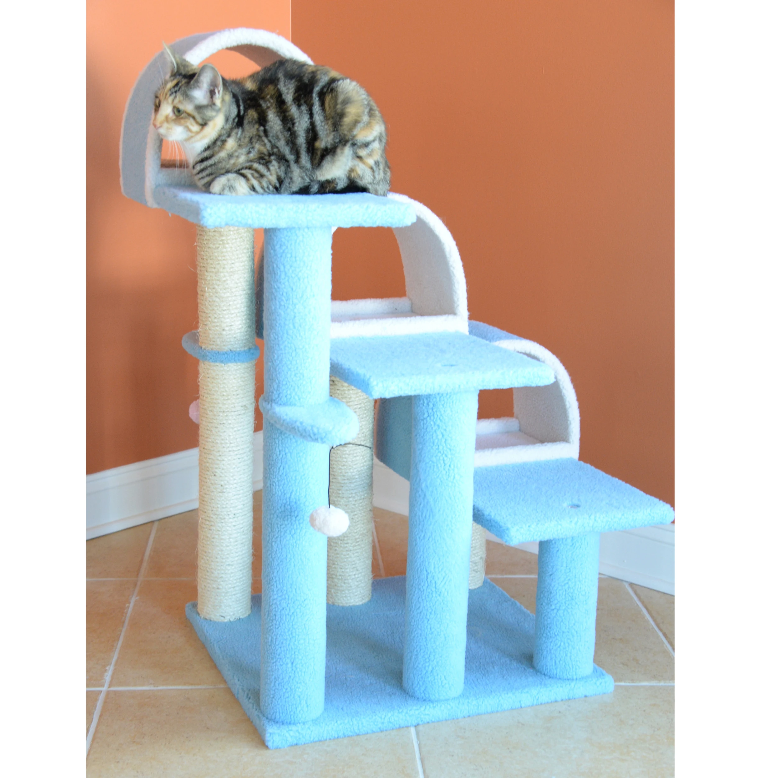 

Classic real wood Cat Tree Model B3803 38 inch Sky Blue Free Shipping